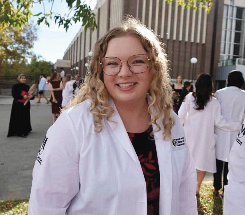 Amber Debnam of Churchbridge received her white coat recently at the University of Saskatchewan College of Medicines White Coat Ceremony. She says the fact that the Southeast Family Medicine Residency Program has been established in Moosomin made her decision to enter medicine much easier.